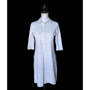 Tuckernuck Persifor Winpenny Gray White Geometric Print Dress Small Collared USA